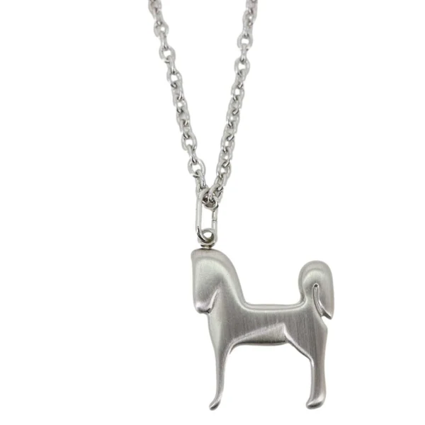 HERMES Panache Horse Palladium Plated Metal Pendant Necklace Silver