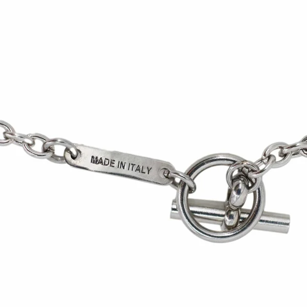HERMES Panache Horse Palladium Plated Metal Pendant Necklace Silver
