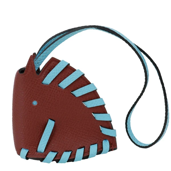 HERMES Cheval Tresse Epsom Calfskin Leather Charm Brown