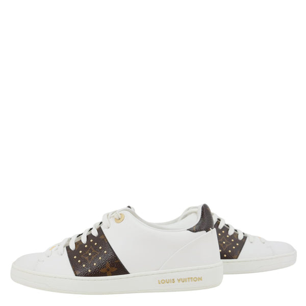 LOUIS VUITTON Frontrow Studded Calfskin Leather Sneakers White Size 37