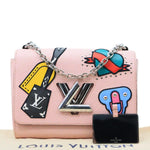 LOUIS VUITTON Twist MM Patches Epi Leather Crossbody Bag Pink