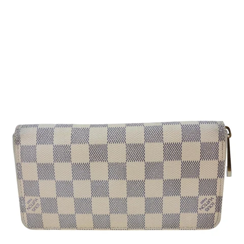 LOUIS VUITTON Damier Azur Zippy Wallet White