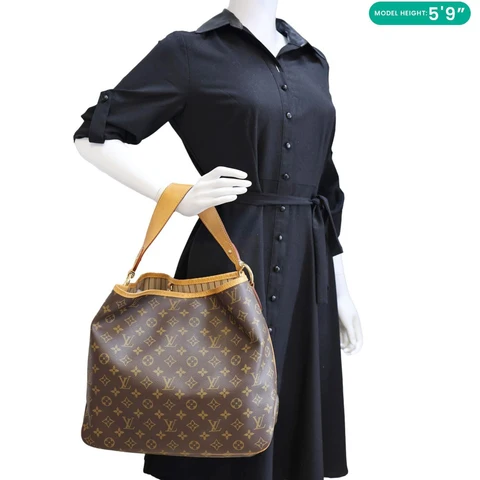LOUIS VUITTON Delightful MM Monogram Canvas Hobo Shoulder Bag Brown