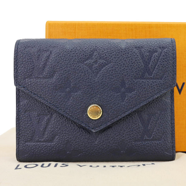 LOUIS VUITTON Victorine Monogram Empreinte Leather Wallet Navy Blue