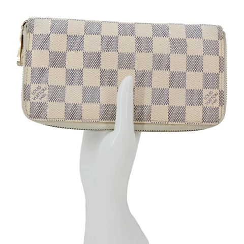 LOUIS VUITTON Damier Azur Zippy Wallet White