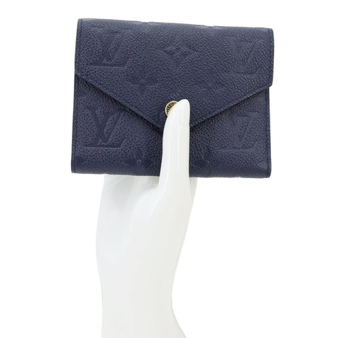 LOUIS VUITTON Victorine Monogram Empreinte Leather Wallet Navy Blue