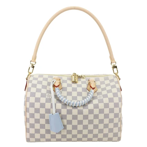 LOUIS VUITTON Speedy Soft 30 Bandouliere Damier Azur Shoulder Bag White
