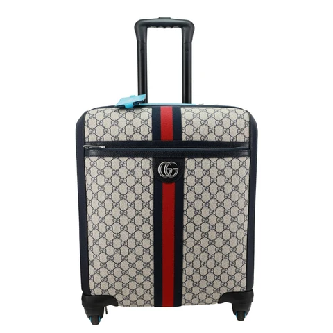 GUCCI Savoy Cabin Trolley Small GG Supreme Canvas Travel Bag Blue 786159