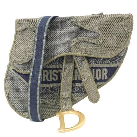 CHRISTIAN DIOR Saddle Embroidered Camouflage Canvas Belt Bag Green