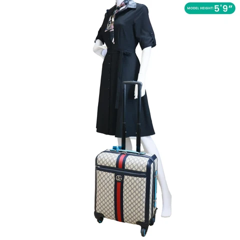 GUCCI Savoy Cabin Trolley Small GG Supreme Canvas Travel Bag Blue 786159