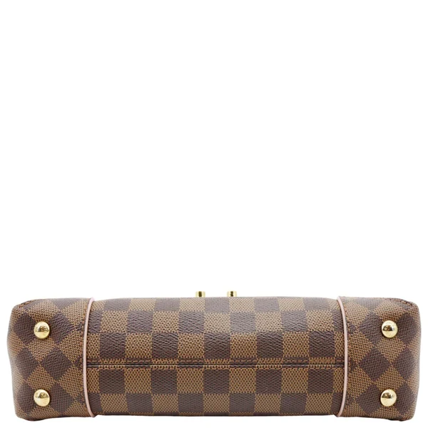 LOUIS VUITTON Caissa Chain Damier Ebene Clutch Shoulder Bag Rose Ballerine