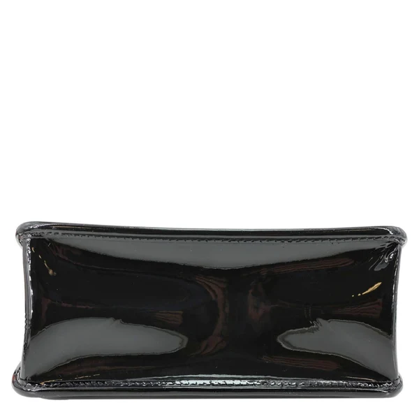 CHANEL Graphic Catch Flap Mini Quilted Patent Leather Shoulder Bag Black