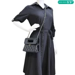 CHANEL Graphic Catch Flap Mini Quilted Patent Leather Shoulder Bag Black