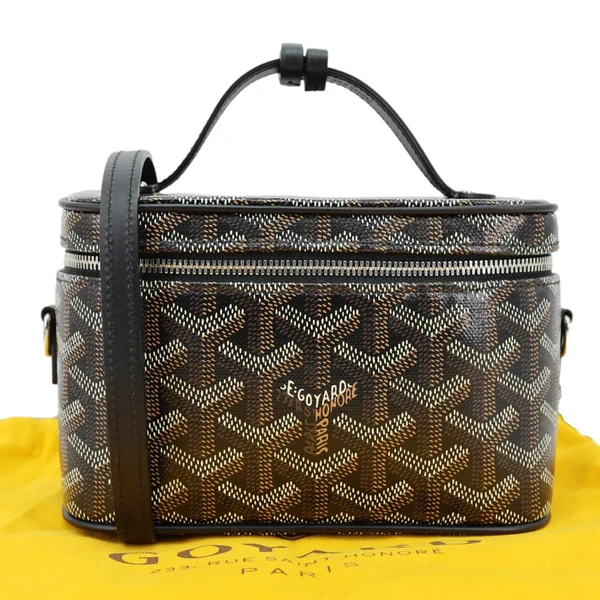 GOYARD Muse Vanity Case Mini Monogram Chevron Canvas Shoulder Bag Black