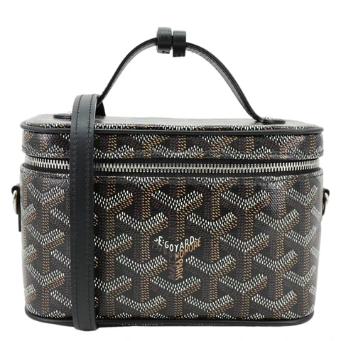 GOYARD Muse Vanity Case Mini Monogram Chevron Canvas Shoulder Bag Black