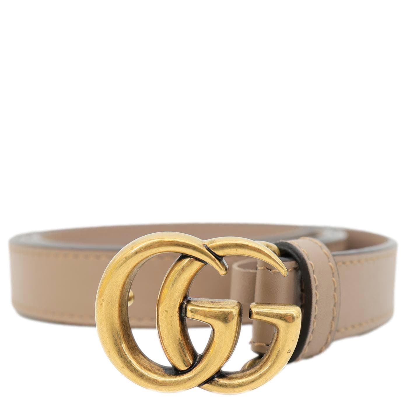 GUCCI Womens Slim Double G Leather Belt 409417 Size 85.34 Porcelain Rose