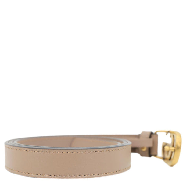 GUCCI Women's Slim Double G Leather Belt 409417 Size 85.34 Porcelain Rose