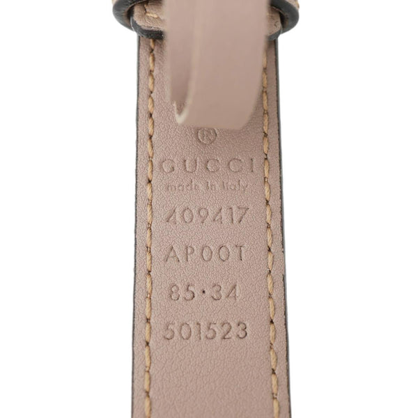 GUCCI Women's Slim Double G Leather Belt 409417 Size 85.34 Porcelain Rose