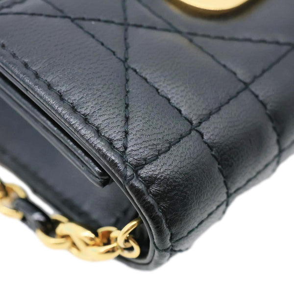 CHRISTIAN DIOR Miss Caro Micro Cannage Lambskin Leather Crossbody Bag Black