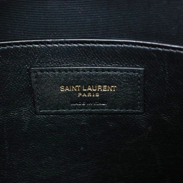 YVES SAINT LAURENT Manhattan Baguette Crocodile Embossed Leather Shoulder Bag Black