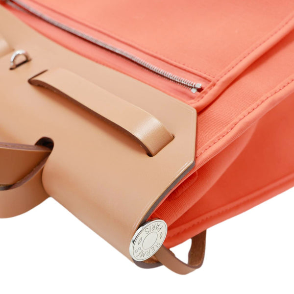 HERMES Herbag Zip 31 PM Vache Hunter Toile Canvas Shoulder Bag Orange