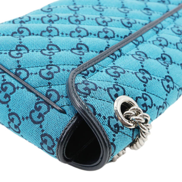 GUCCI GG Marmont Small Matelasse Canvas Shoulder Bag Blue 443497