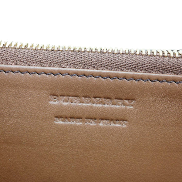 BURBERRY Elmore Grainy Calfskin House Check Zip Around Wallet Beige