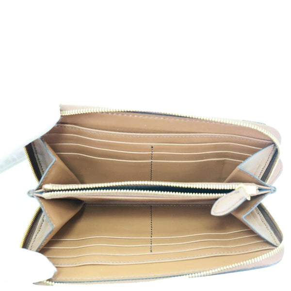 BURBERRY Elmore Grainy Calfskin House Check Zip Around Wallet Beige