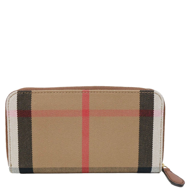 BURBERRY Elmore Grainy Calfskin House Check Zip Around Wallet Beige