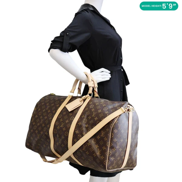LOUIS VUITTON Keepall 55 Monogram Canvas Travel Bag Brown