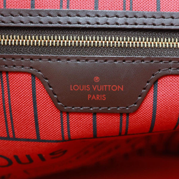LOUIS VUITTON Neverfull MM Damier Ebene Tote Bag Brown