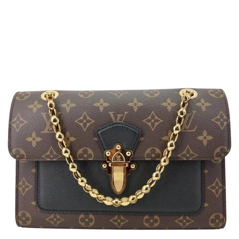 LOUIS VUITTON Victoire Monogram Canvas Chain Shoulder Bag Black