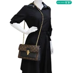 LOUIS VUITTON Victoire Monogram Canvas Chain Shoulder Bag Black