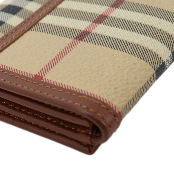 BURBERRY Haymarket Check Canvas Long Wallet Beige