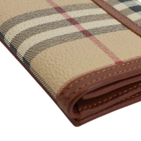 BURBERRY Haymarket Check Canvas Long Wallet Beige