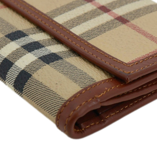 BURBERRY Haymarket Check Canvas Long Wallet Beige