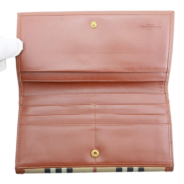 BURBERRY Haymarket Check Canvas Long Wallet Beige