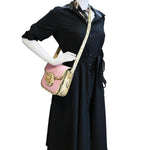 GUCCI Horsebit 1955 Mini Snakeskin Shoulder Bag Pink 602204