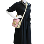 GUCCI Horsebit 1955 Mini Snakeskin Shoulder Bag Pink 602204