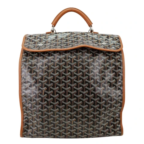 GOYARD Saint Leger Chevron Print Canvas Backpack Brown