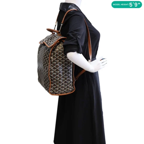 GOYARD Saint Leger Chevron Print Canvas Backpack Brown