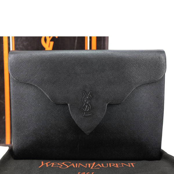 YVES SAINT LAURENT Saffiano Leather Clutch Black