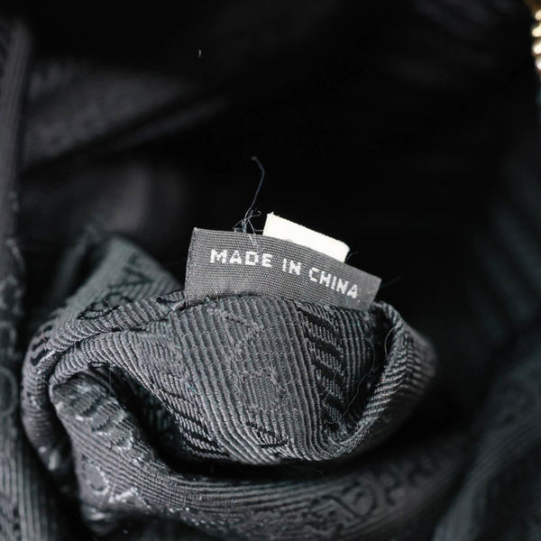 PRADA Vitello Daino Pebbled Leather Hobo Bag Black