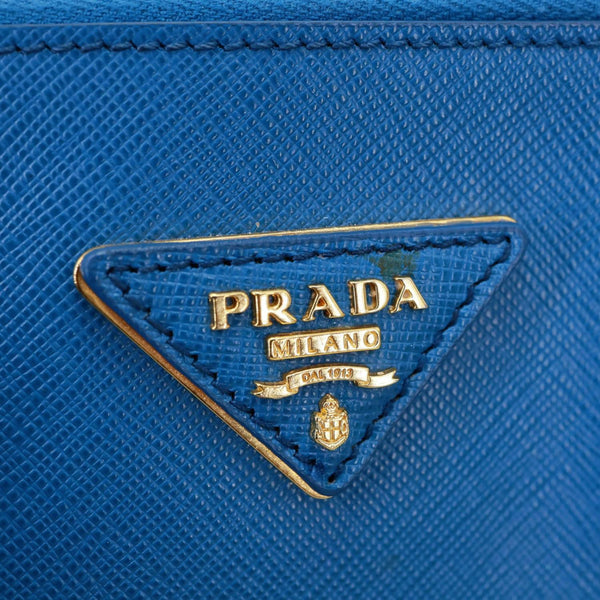 PRADA Galleria Double Zip Saffiano Leather Top Handle Satchel Bag Blue