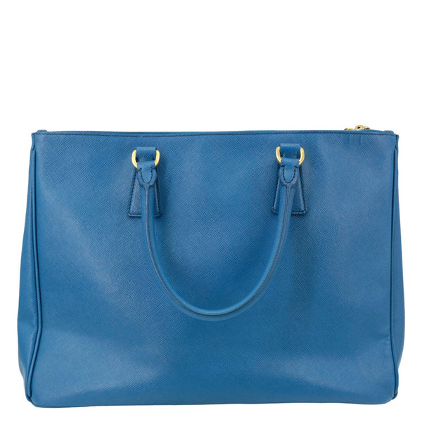 PRADA Galleria Double Zip Saffiano Leather Top Handle Satchel Bag Blue