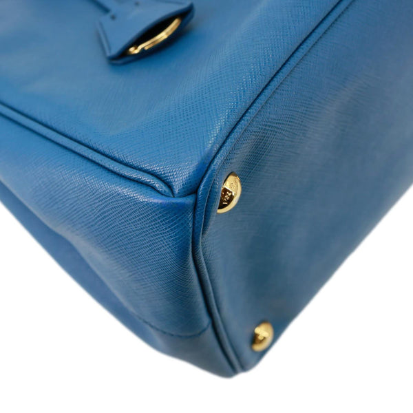 PRADA Galleria Double Zip Saffiano Leather Top Handle Satchel Bag Blue