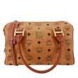 MCM Heritage Monogram Visetos Canvas Boston Bag Cognac