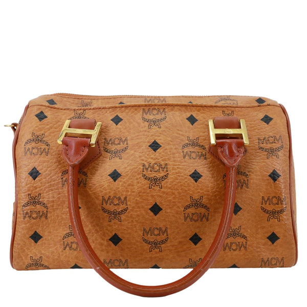 MCM Heritage Monogram Visetos Canvas Boston Bag Cognac