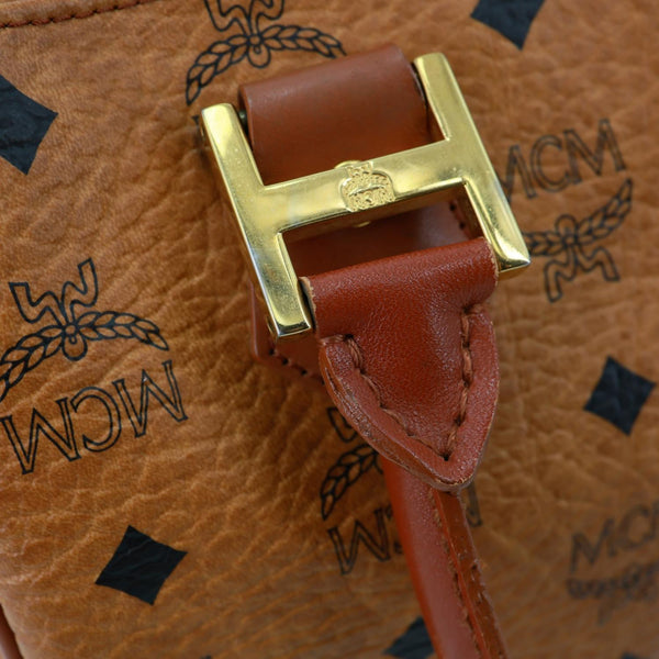 MCM Heritage Monogram Visetos Canvas Boston Bag Cognac