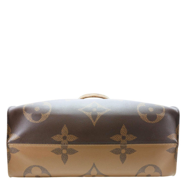 LOUIS VUITTON Onthego GM Giant Monogram Reverse Canvas Tote Shoulder Bag Brown